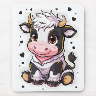 Tapis De Souris Vache caricaturale mignonne aux grands yeux expres