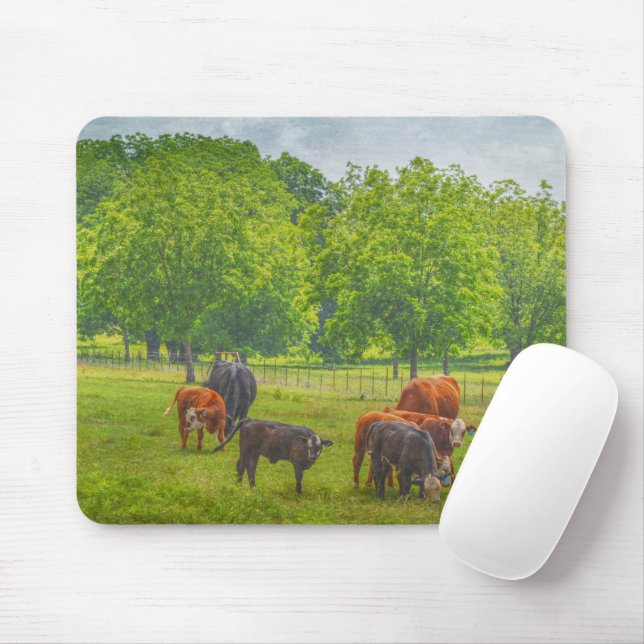 Tapis De Souris Vache de bétail pâturage Texas Farm Art Souris (Avec souris)