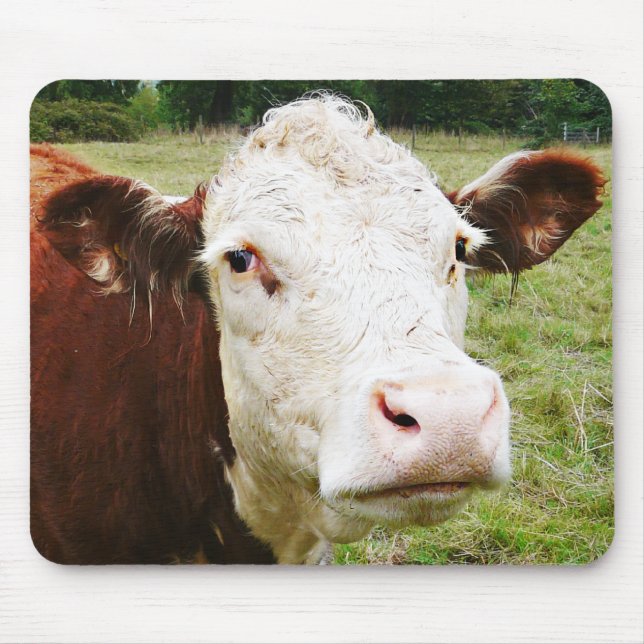 Tapis De Souris Vache de boucherie faite face blanche (Devant)