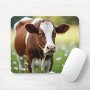Tapis De Souris Vache de Guernesey en champ Fleur sauvage