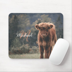 Tapis De Souris Vache de Highland calvaire herbe d'automne monogra