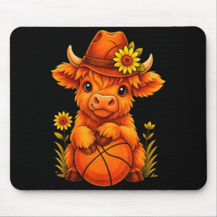 Tapis De Souris Vache des Highlands mignonne amateur de basketball
