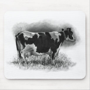 Tapis De Souris Vache du Holstein : Dessin au crayon original :