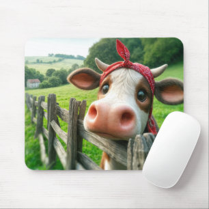 Tapis De Souris Vache Heifer portant un Kerchief