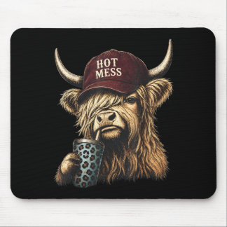 Tapis De Souris Vache Highland Mess Chaud Amoureux du Café Drôle e