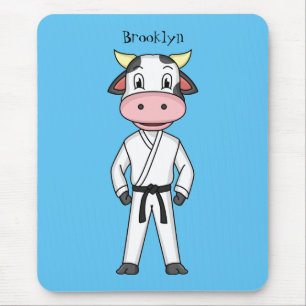 Tapis De Souris Vache mignonne en combinaison kung fu