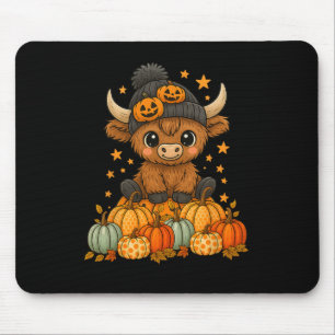 Tapis De Souris Vache mignonne Halloween Citrouille Automne Moo Je
