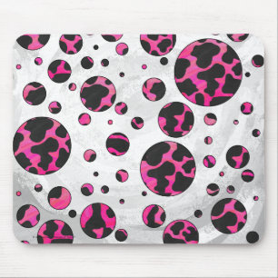 Tapis De Souris Vache Monogram Imprimé Rose et Noir