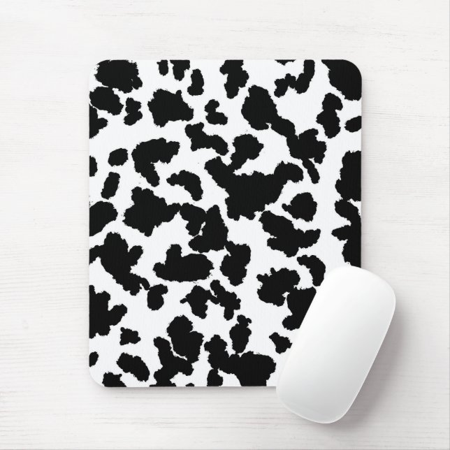 Tapis De Souris Vache Noire Et Blanche Cacher Motif De Fourrure (Avec souris)
