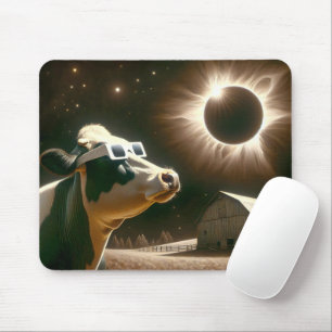 Tapis De Souris Vache Regardant L'Éclipse Solaire Totale