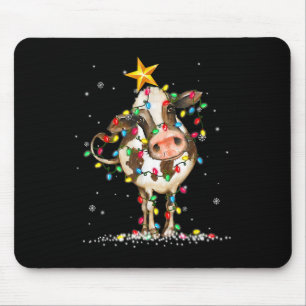 Tapis De Souris Vache Renne Chapeau Père Noël Lumières de Noël Amu
