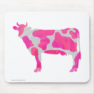 Tapis De Souris Vache rose et blanc chaud