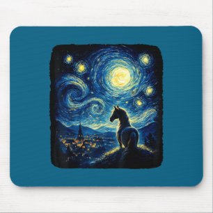 Tapis De Souris Vachette de Van Gogh Cowgirl Étoile Drôle de Nuit