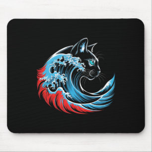 Tapis De Souris Vague De Chat Bleu Pour Kamala 47 Drôle Chat Ladie