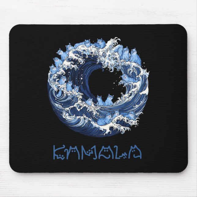 Tapis De Souris Vague De Chats Bleus Pour Kama (Devant)