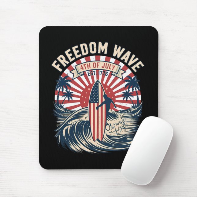 Tapis De Souris Vague de liberté 4 juillet (Avec souris)