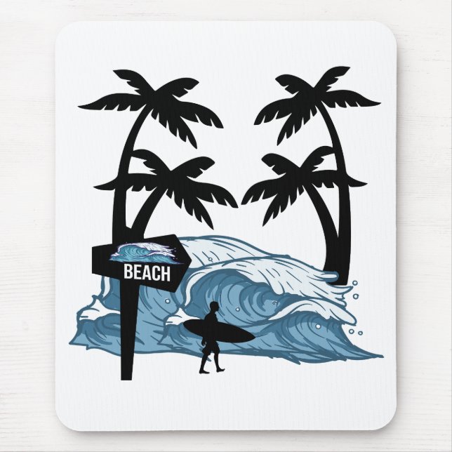 Tapis De Souris Vague de plage Funny (Devant)