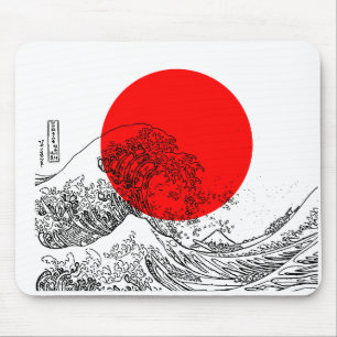 Tapis De Souris Vague d'illustration rouge blanc