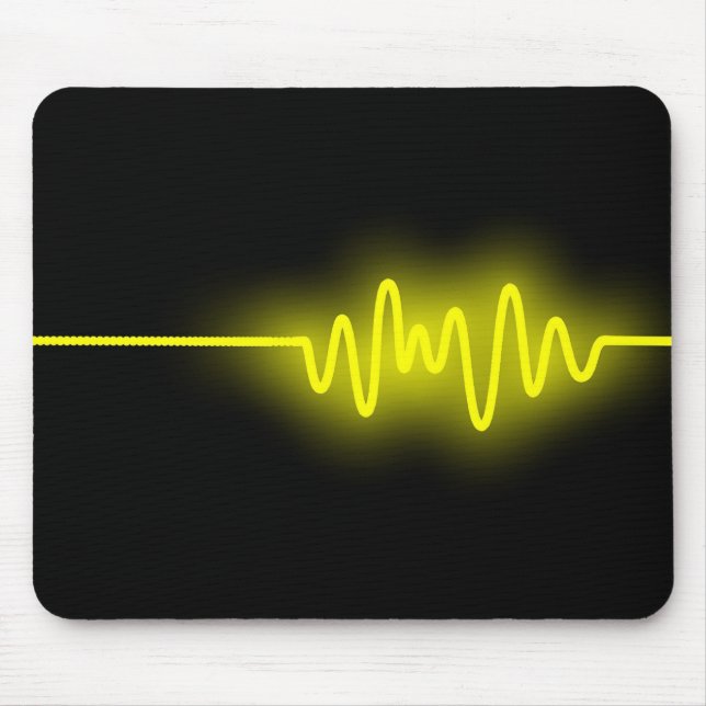 Tapis De Souris Vague sonore - Jaune sur Noir (Devant)