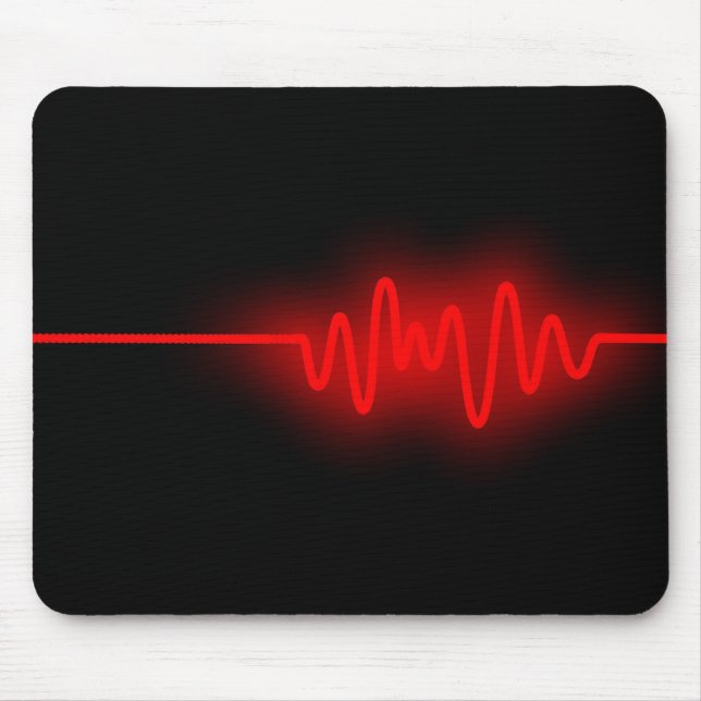 Tapis De Souris Vague sonore - Rouge sur Noir (Devant)