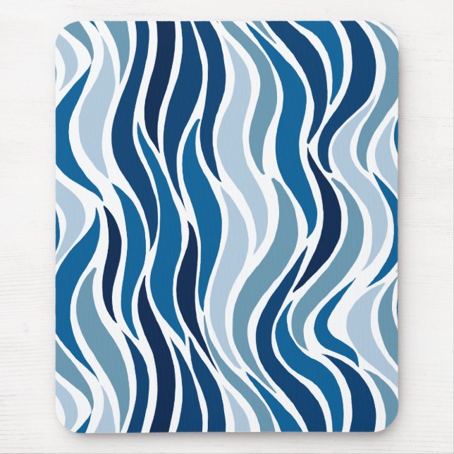 Tapis De Souris Vagues abstraites en bleu  (Devant)