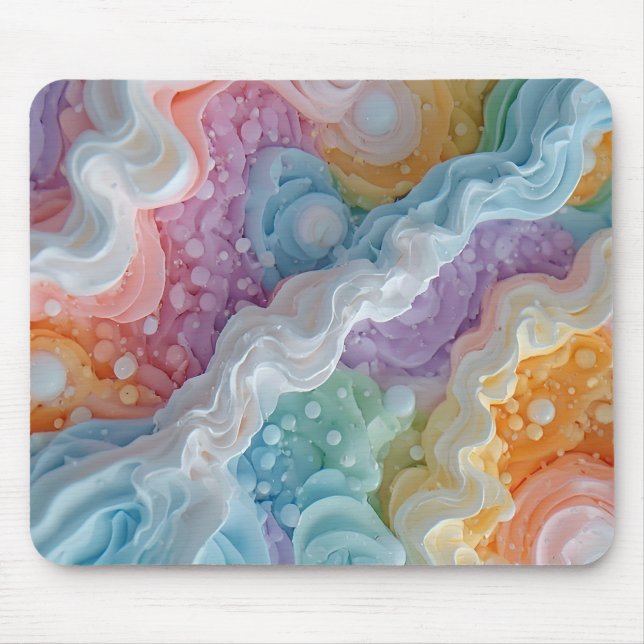 Tapis De Souris Vagues colorées pastel abstraites (Devant)