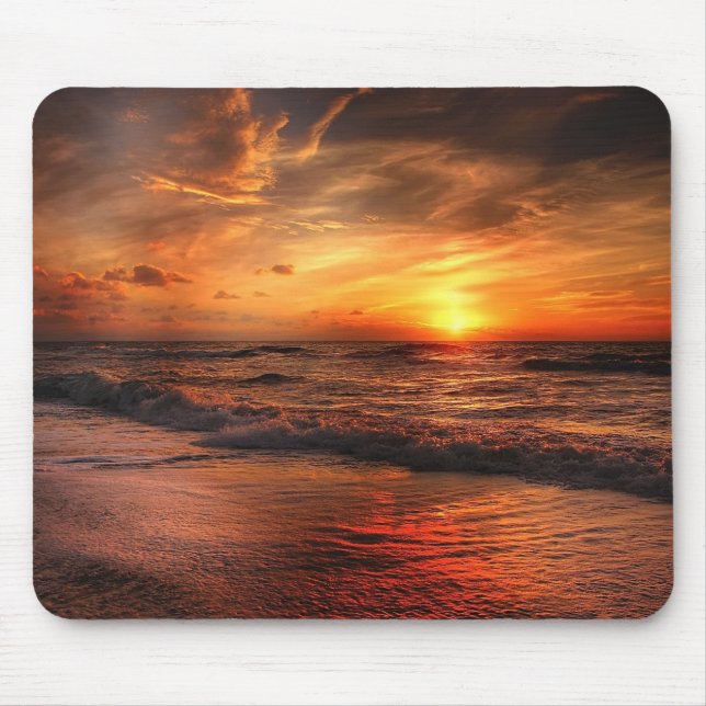 Tapis De Souris Vagues de mer au coucher du soleil (Devant)