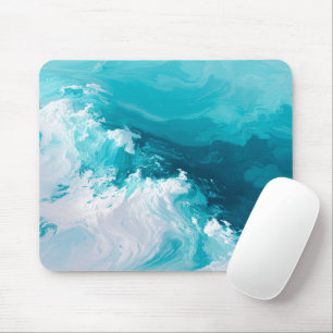 Tapis De Souris Vagues de turquoise tourbillonnantes Art de vague