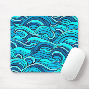 Tapis De Souris Vagues d'eau de l'océan bleu turquoise abstrait  