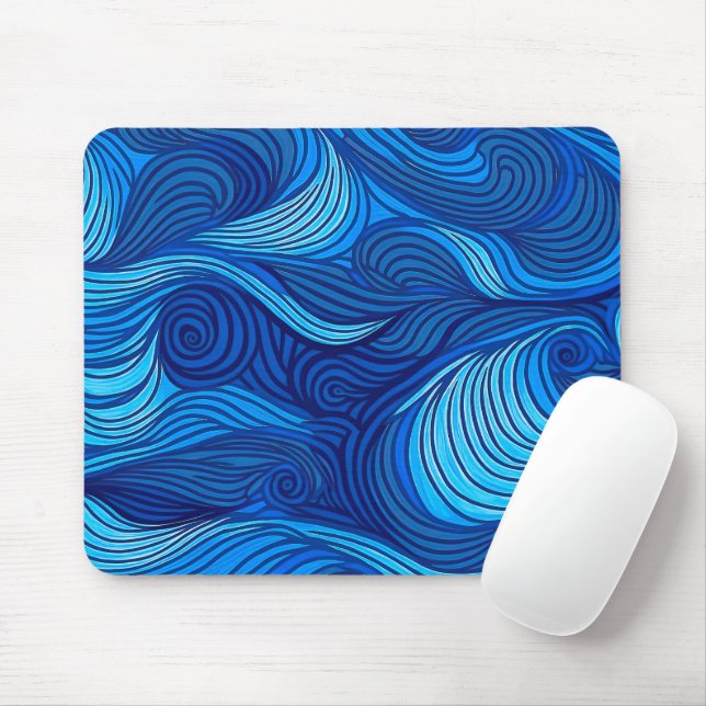Tapis De Souris Vagues d'eau de l'océan bleu turquoise abstrait | (Avec souris)