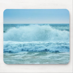 Tapis De Souris Vagues écrasantes Blue Ocean Beach Photo