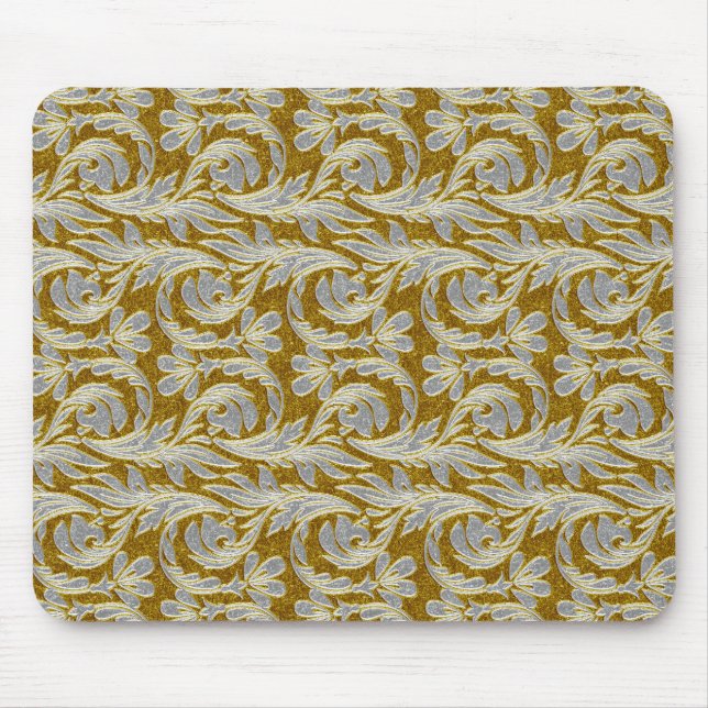 Tapis De Souris Vagues métalliques, MOUSEPAD blanc-or (Devant)