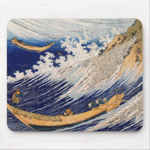 Tapis De Souris Vagues océaniques Hokusai Bateaux en mer