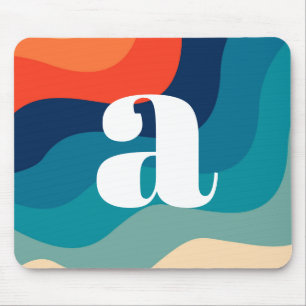 Tapis De Souris Vagues rétro géométriques du milieu du siècle Rain
