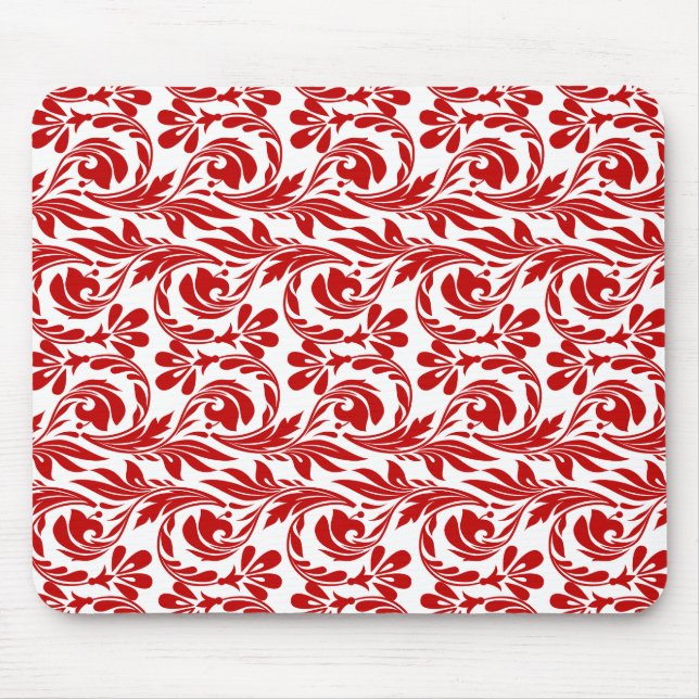 Tapis De Souris Vagues, Rouge-Blanc-Ordinateur Mousepad (Devant)