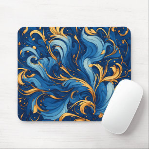 Tapis De Souris Vagues royales de fantaisie Tourbillons de bleu et