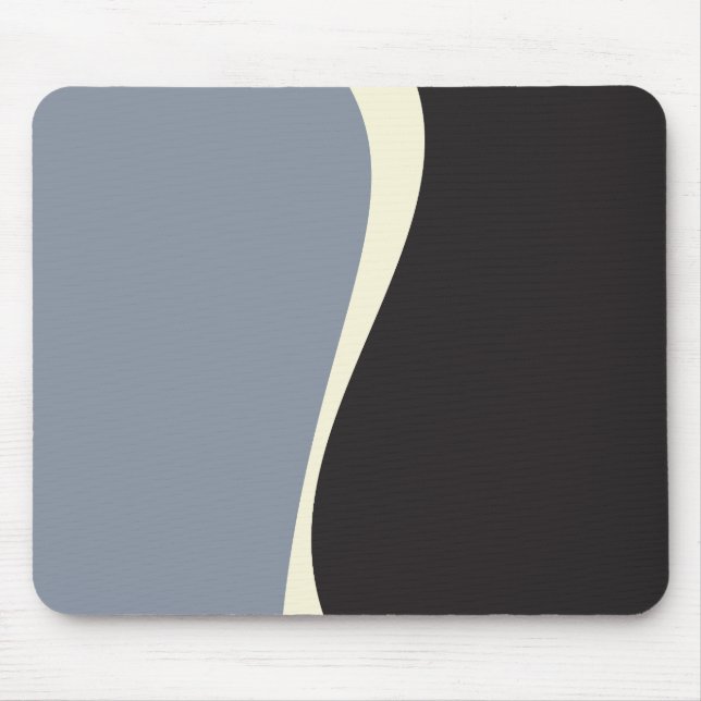 Tapis De Souris Vagues simples 2 en noir, gris et crème (Devant)