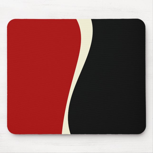 Tapis De Souris Vagues simples 2 en rouge et crème (Devant)