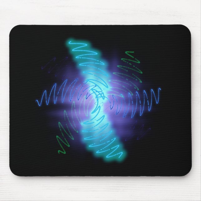 Tapis De Souris Vagues sonores lumineuses de néon moderne (Devant)