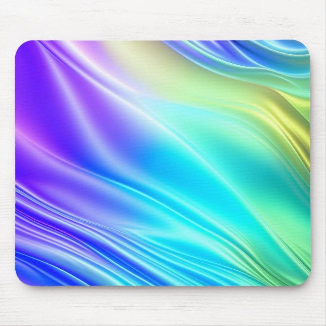 Tapis De Souris Vagues soyeuses de satin violet, bleu et sarcelle (Devant)