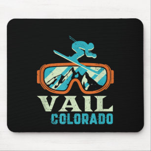 Tapis De Souris Vail Colorado Mountain Ski Rétro Vintage Et Sn