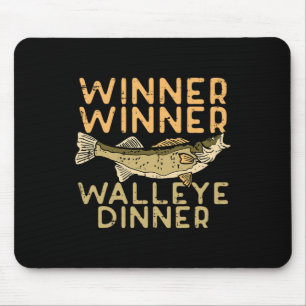 Tapis De Souris Vainqueur Walleye Diner Pêche Drôle Pêcheur Hommes