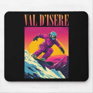 Tapis De Souris Val D'Isere France Retro Snowboard