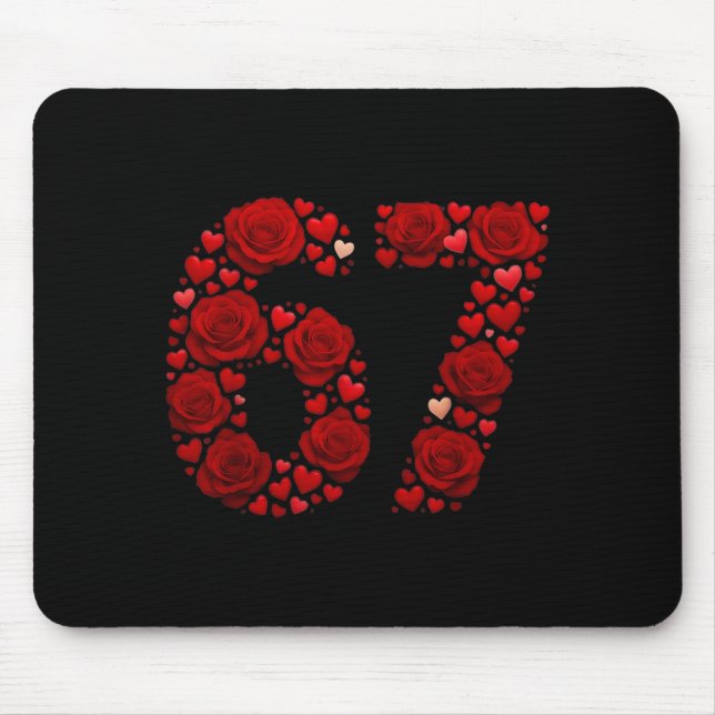 Tapis De Souris Valentine 67 Meme Rose Hearts Funny Six Seven Vale (Devant)
