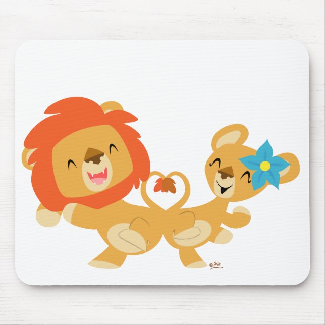 Tapis De Souris Valentine dansant le mousepad de couples de lion (Devant)