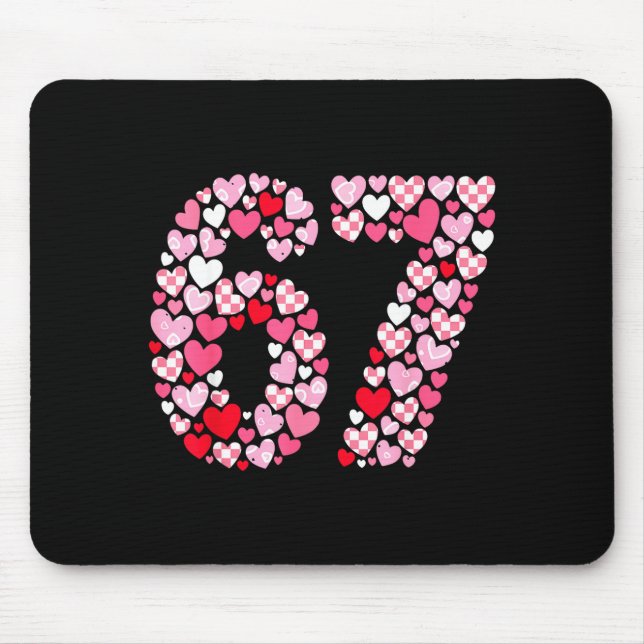Tapis De Souris Valentine’s Day 67 Hearts Romantic Funny Six Seven (Devant)