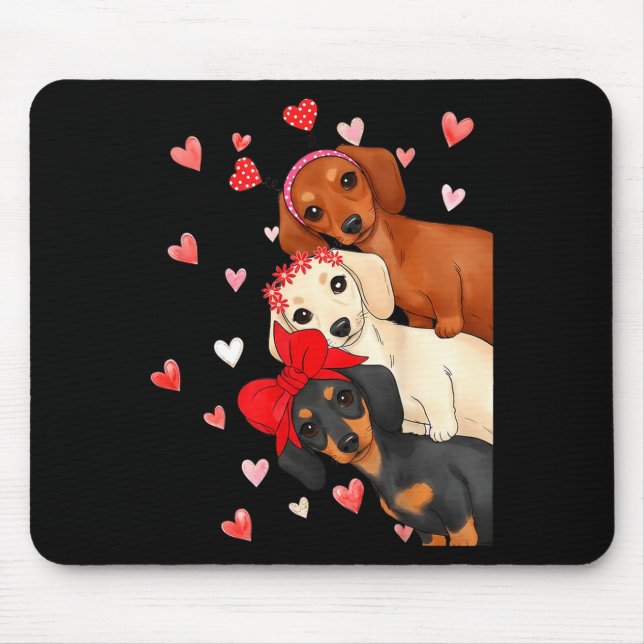Tapis De Souris Valentine’s Day Dog Cute Dachshund Dogs For Dog Mo (Devant)