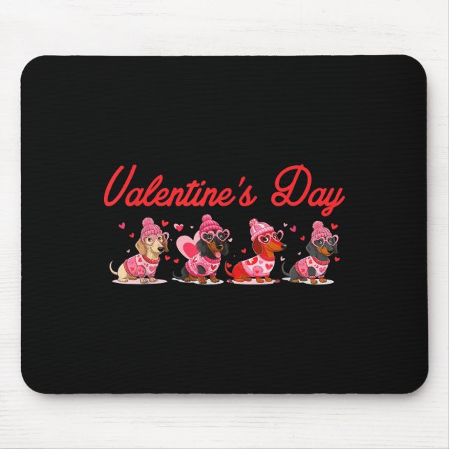 Tapis De Souris Valentine’s Day Dog Cute Dachshund Dogs For Dog Mo (Devant)