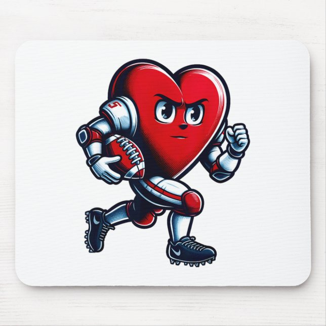 Tapis De Souris Valentines Day Heart Football Player Team Srts  (Devant)