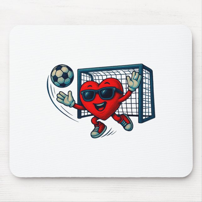 Tapis De Souris Valentines Day Soccer Goalkeeper Funny Heart Boys  (Devant)